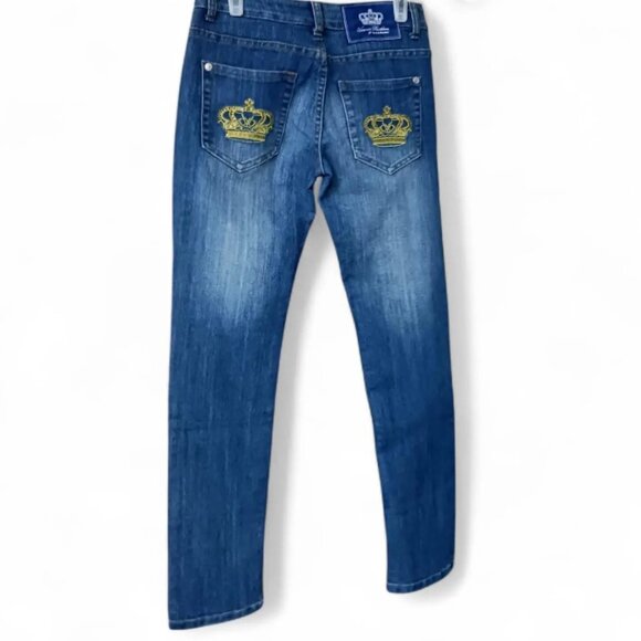 Victoria Beckham for Rock & Republic “Madrid” Jeans Size 29  Gold Crown Crystals - Picture 2 of 10